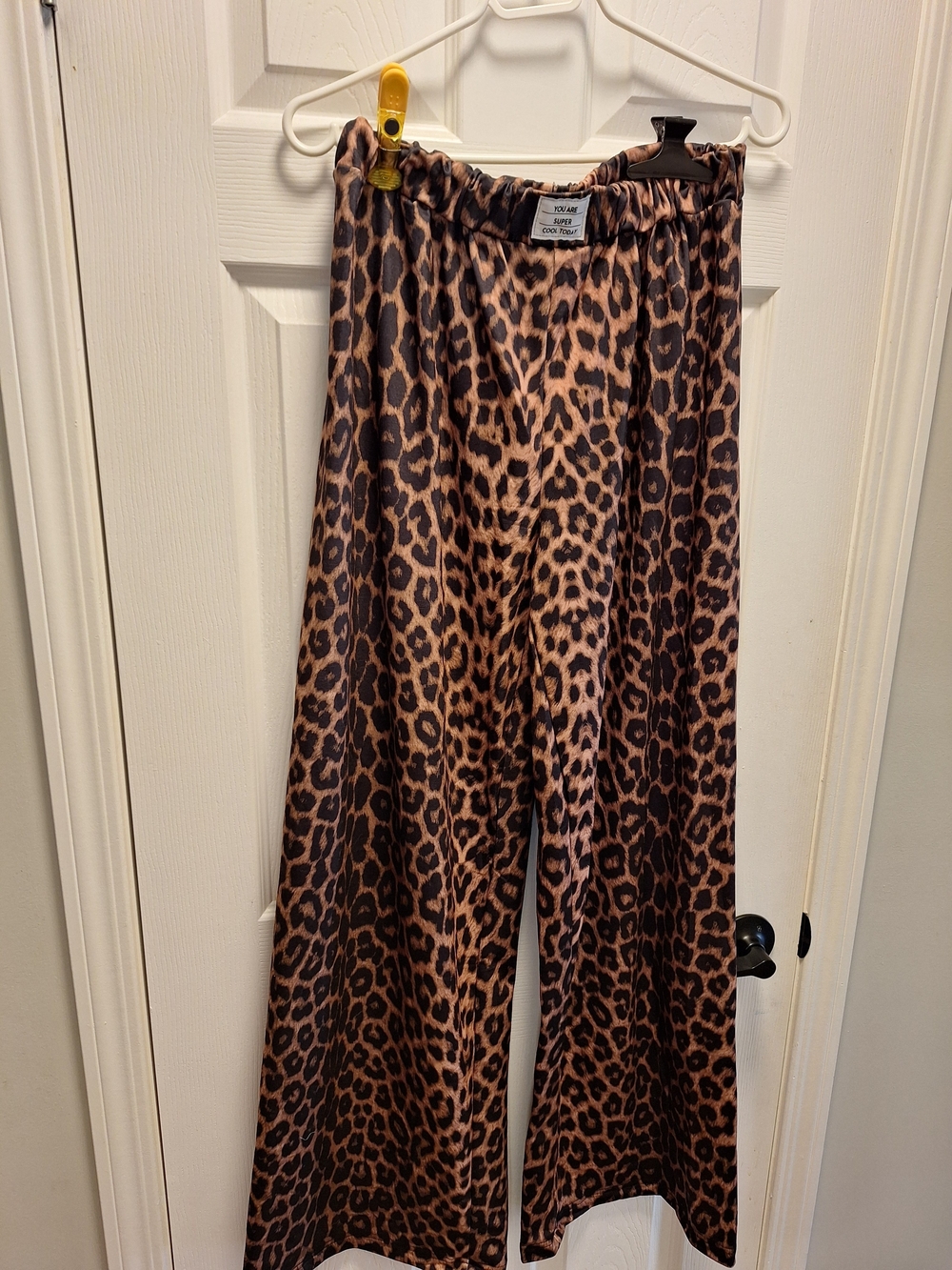 Leopard Print Wide-Leg Pants - Brown